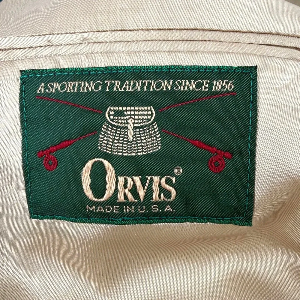 Orvis Mens Forest Green Hopsack Blazer Gold Crest Button Sport Coat 54R USA